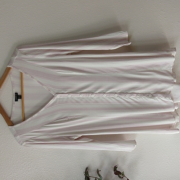 Torrid Purple and Ivory Stripe Challis Tunic Top Plus Size 00,  US M/L 10 - Picture 4 of 13